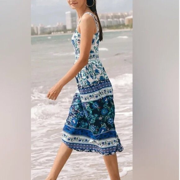 Shoshanna Almma midi dress in blue size 2 - Picture 5 of 9